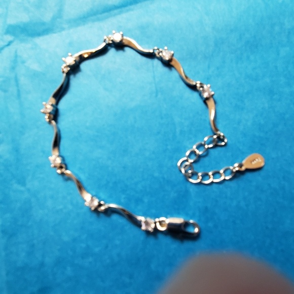 Silver bracelet with Cubic zirconia diamonds - Picture 5 of 8